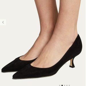 Manolo Blahnik Srila Suede Low-Heel Pump in Black